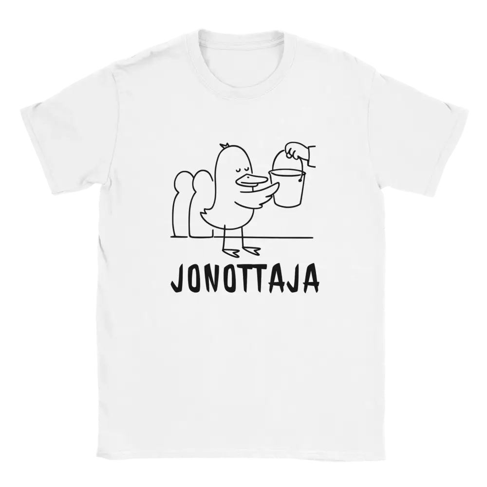 Valkoinen T-paita cartoon-ankkuri, joka pitää ämpäriä, Ämpärijonon Sankari - T-paita