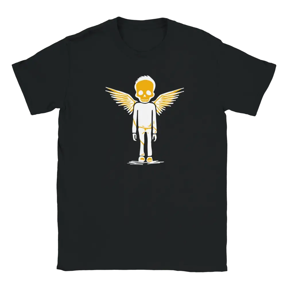 Mustavalkoinen lyhythihainen T-paita Winged Skull -designilla Bone Angel - T-paita