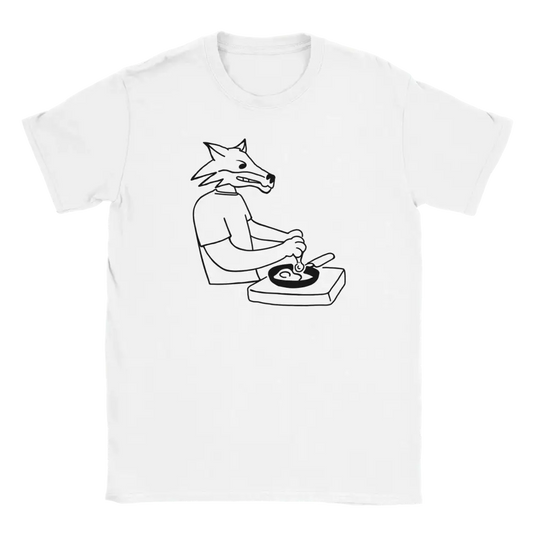 Valkoinen T-paita Chef Fox - T-paita, jossa karhu kokkaa munia