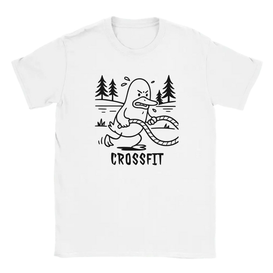 Valkoinen crew neck T-paita Crossfit Ankka - T-paita, jossa ankka vetää köyttä