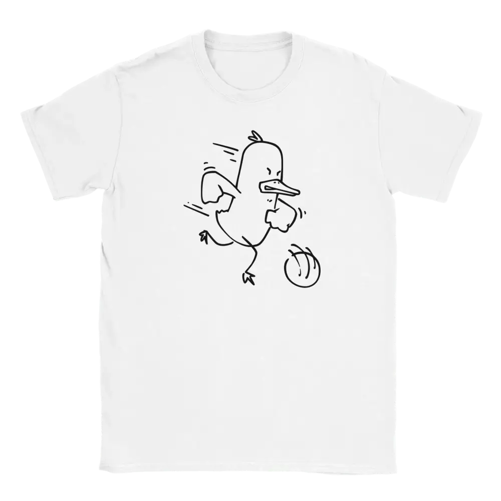 Valkoinen crew-neck T-paita Futis Ankka - T-paita, jossa satuhahmo ankka pelaa jalkapalloa