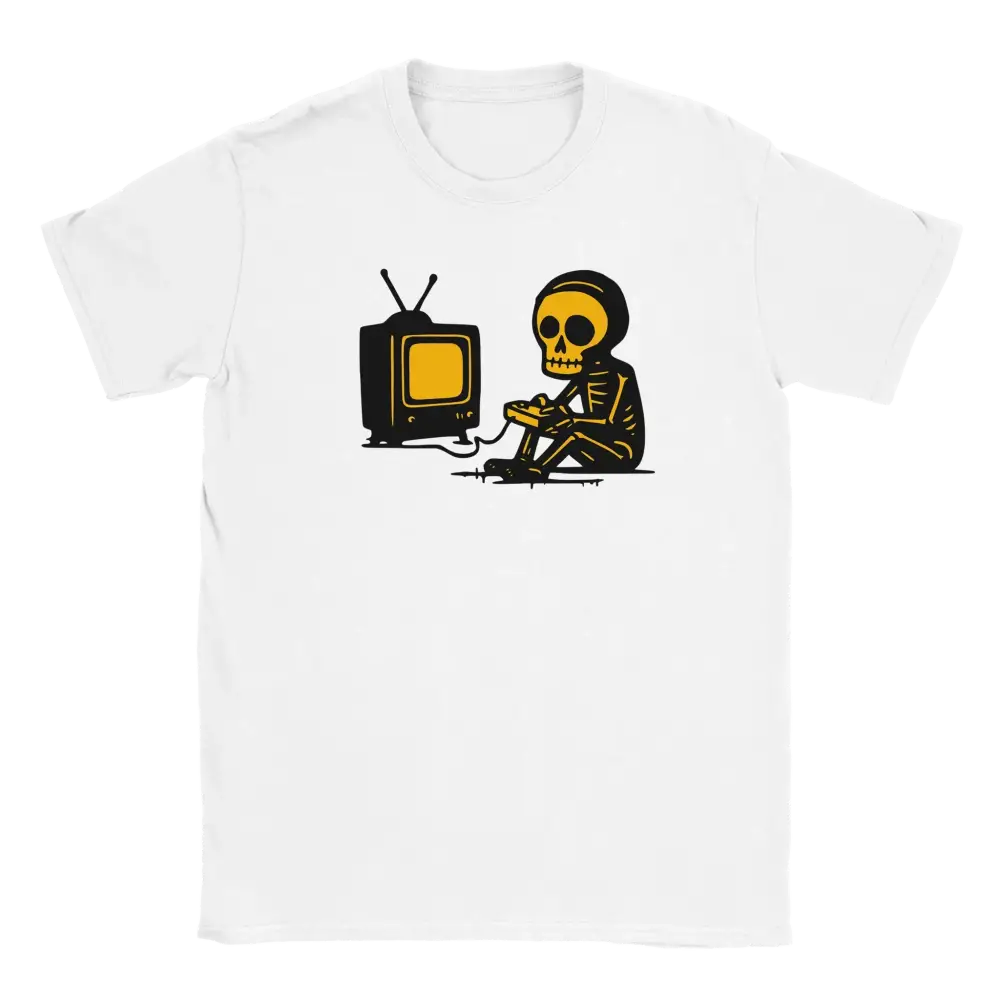 Valkoinen short-sleeve T-paita Skeleton Gaming -designilla Gamer - T-paita
