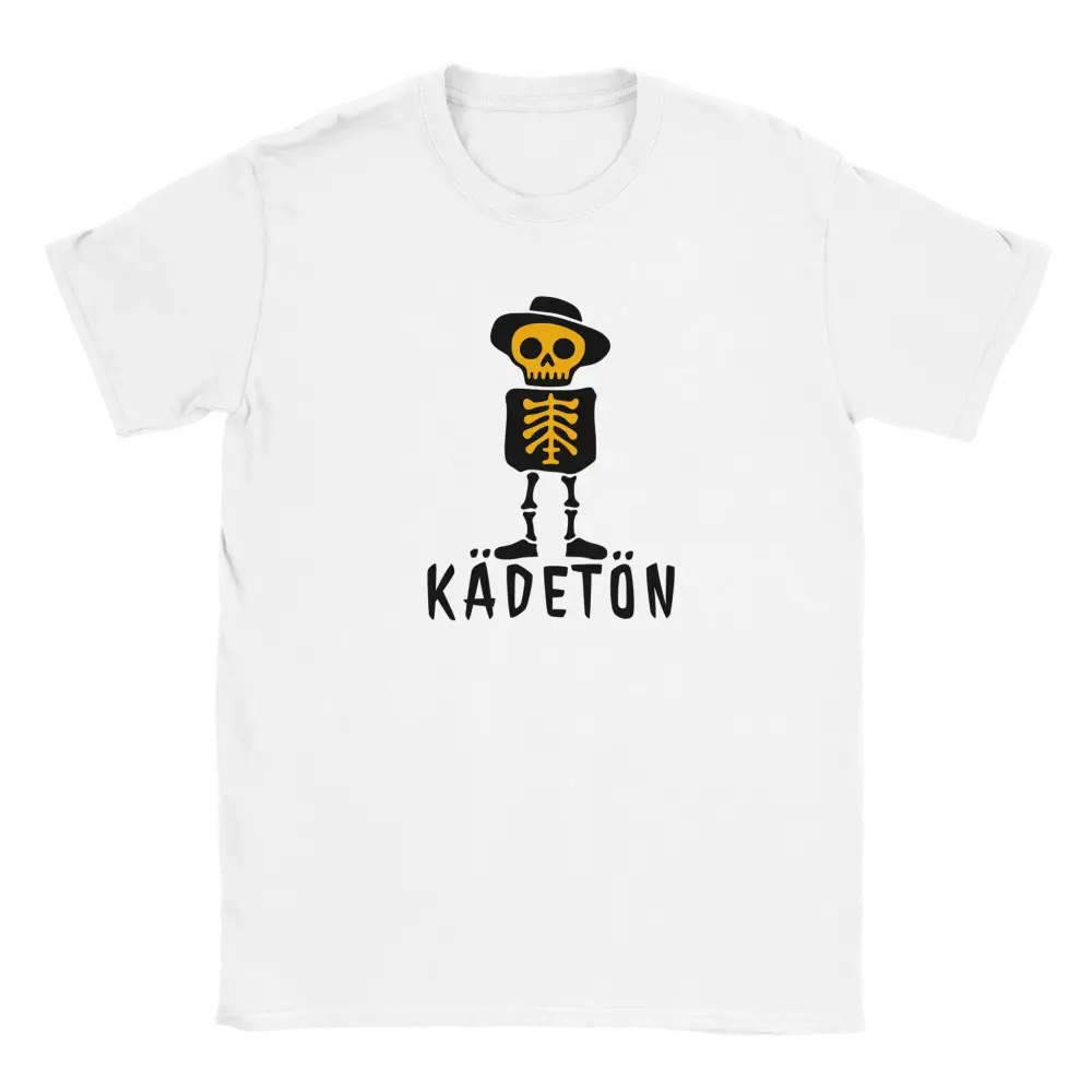 Kädetön T-paita valkoinen skeleton-hattupainatuksella design