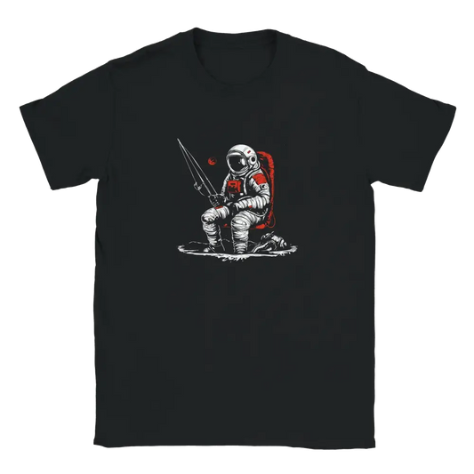 Musta T-paita Kalareissu - T-paita astronautti jäätelähetyskuvalla