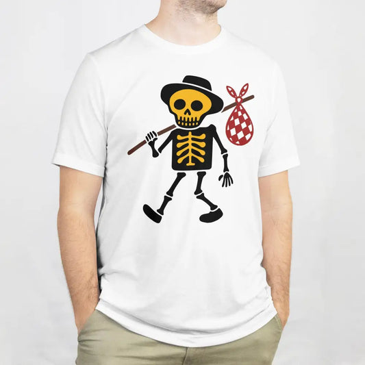 Koditon T-paita valkoinen lyhythihainen t-paita luurankokuvioilla