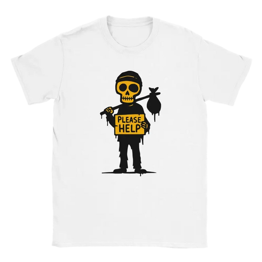 Koditon T-paita valkoinen lyhythihainen crewneck t-paita luurankografiikalla