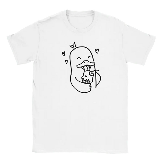 Valkoinen T-paita cartoon-ankkuri syö jäätelöä Love At First Bite - T-paita