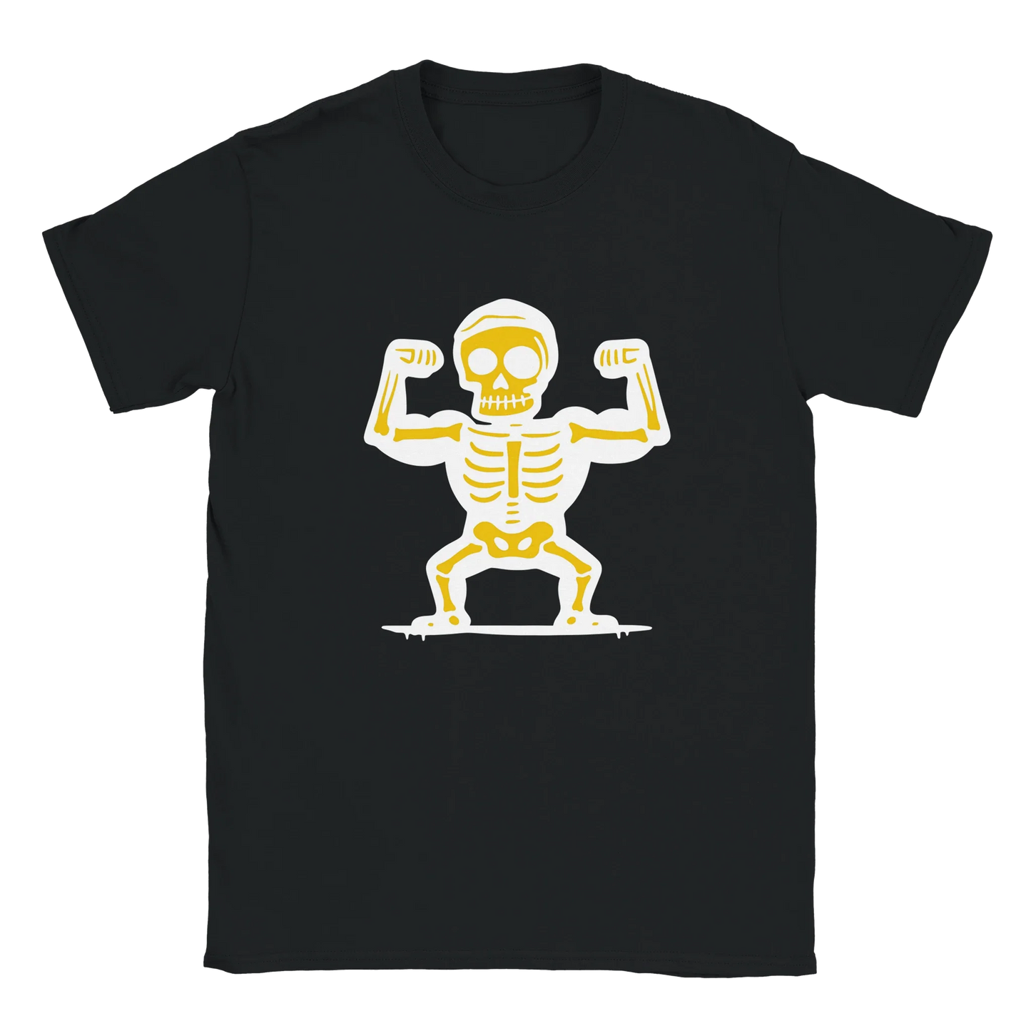 Musta crew-neck T-paita Maailman Vahvin - T-paita, flexaava luurankokuvio