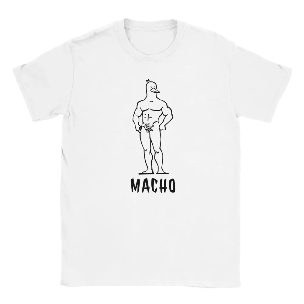 Macho Duck T-paita valkoinen crew neck t-paita lastenkuvalla ankka characterilla