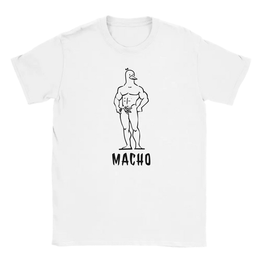 Macho Duck T-paita valkoinen crew neck t-paita lastenkuvalla ankka characterilla