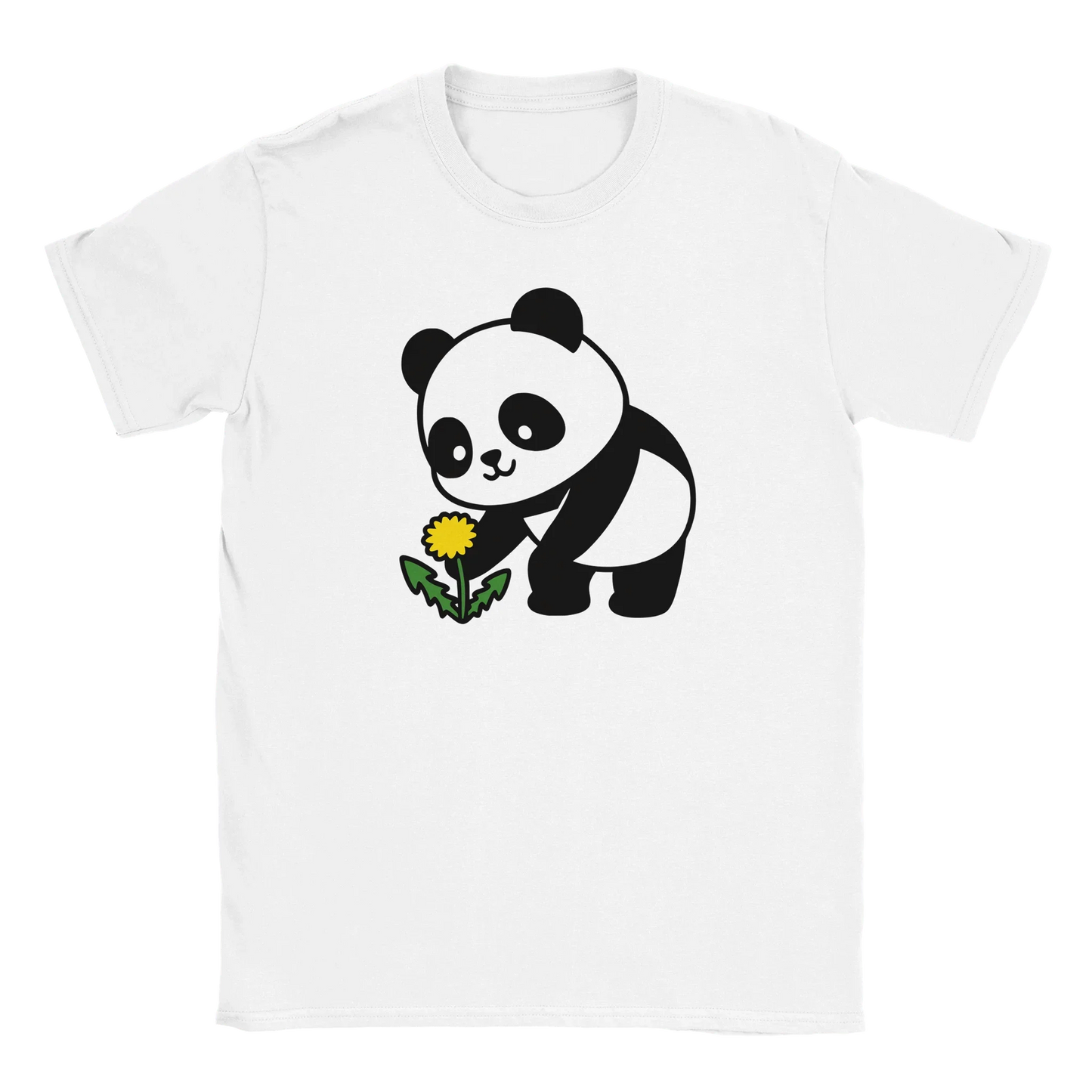 Valkoinen T-paita Panda ja Voikukka grafiikalla Panda ja Voikukka - T-paita