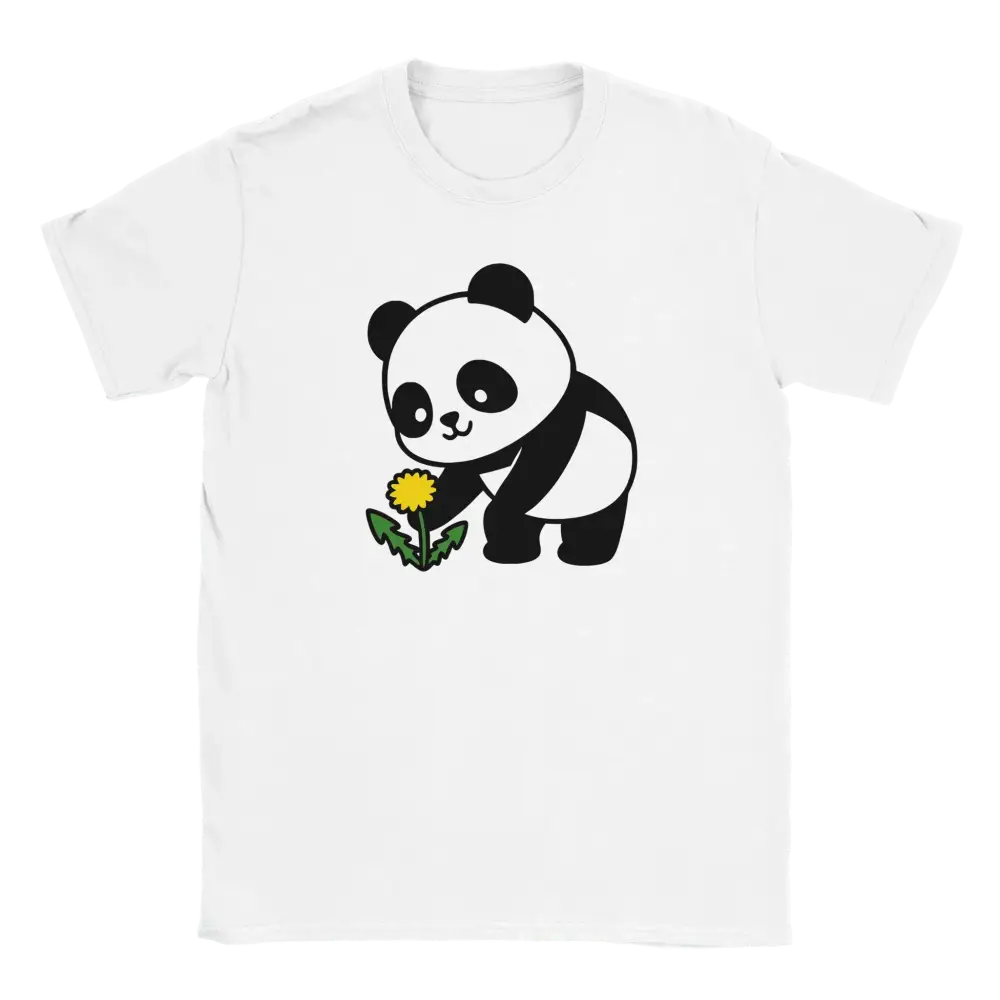 Valkoinen T-paita Panda ja Voikukka grafiikalla Panda ja Voikukka - T-paita