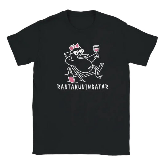 Mustat Naisten T-paita Rantakuningatar with pink ja valkoinen ankka-muotokuva