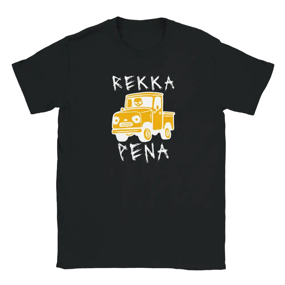 Musta lyhythihainen crewneck T-paita Rekka Pena - T-paita, keltainen piirrettu rekka