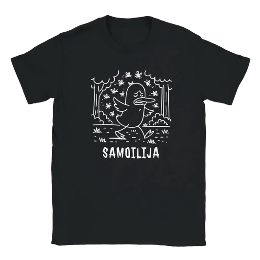 Samoilija T-paita musta lyhythihainen t-paita valkoinen ankka-kuvio