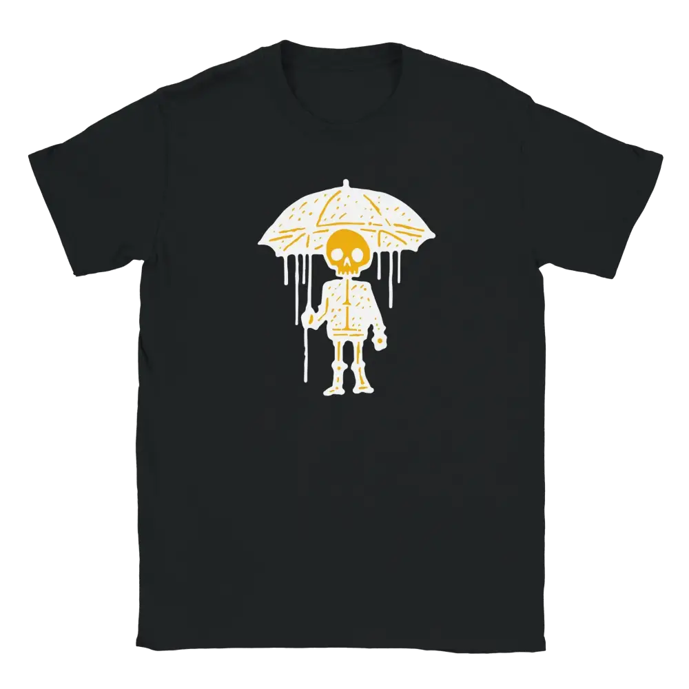Musta T-paita Skeletonin ja sateenvarjon designilla Sateenvarjo Skeleton T-paita