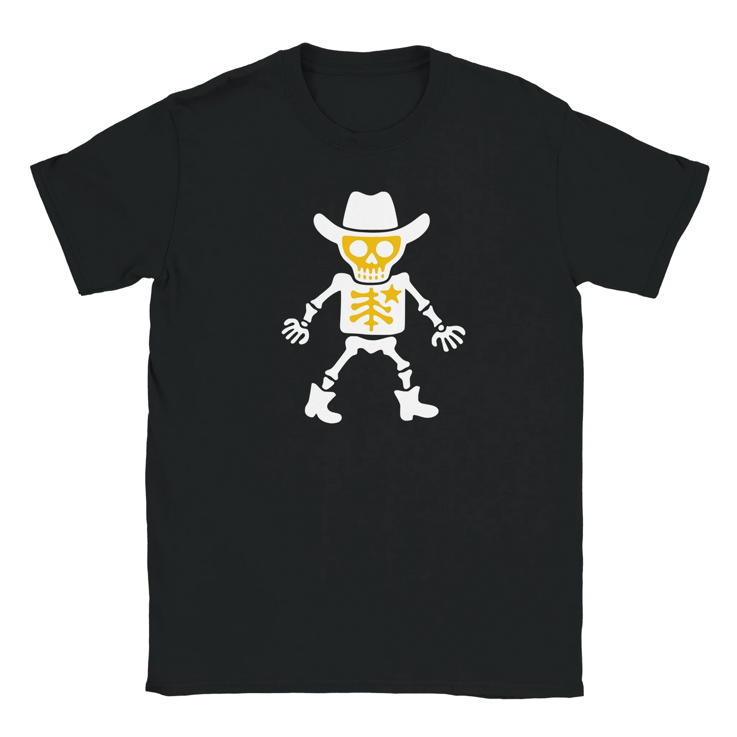 Musta T-paita Cowboy Skeleton grafiikalla Sheriffi T-paita tuote