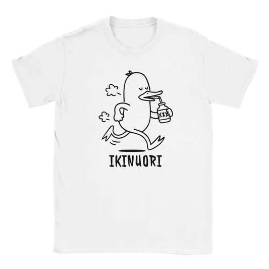 Valkoinen lyhythihainen crewneck T-paita lastenmuotokuva, jossa ankka printti