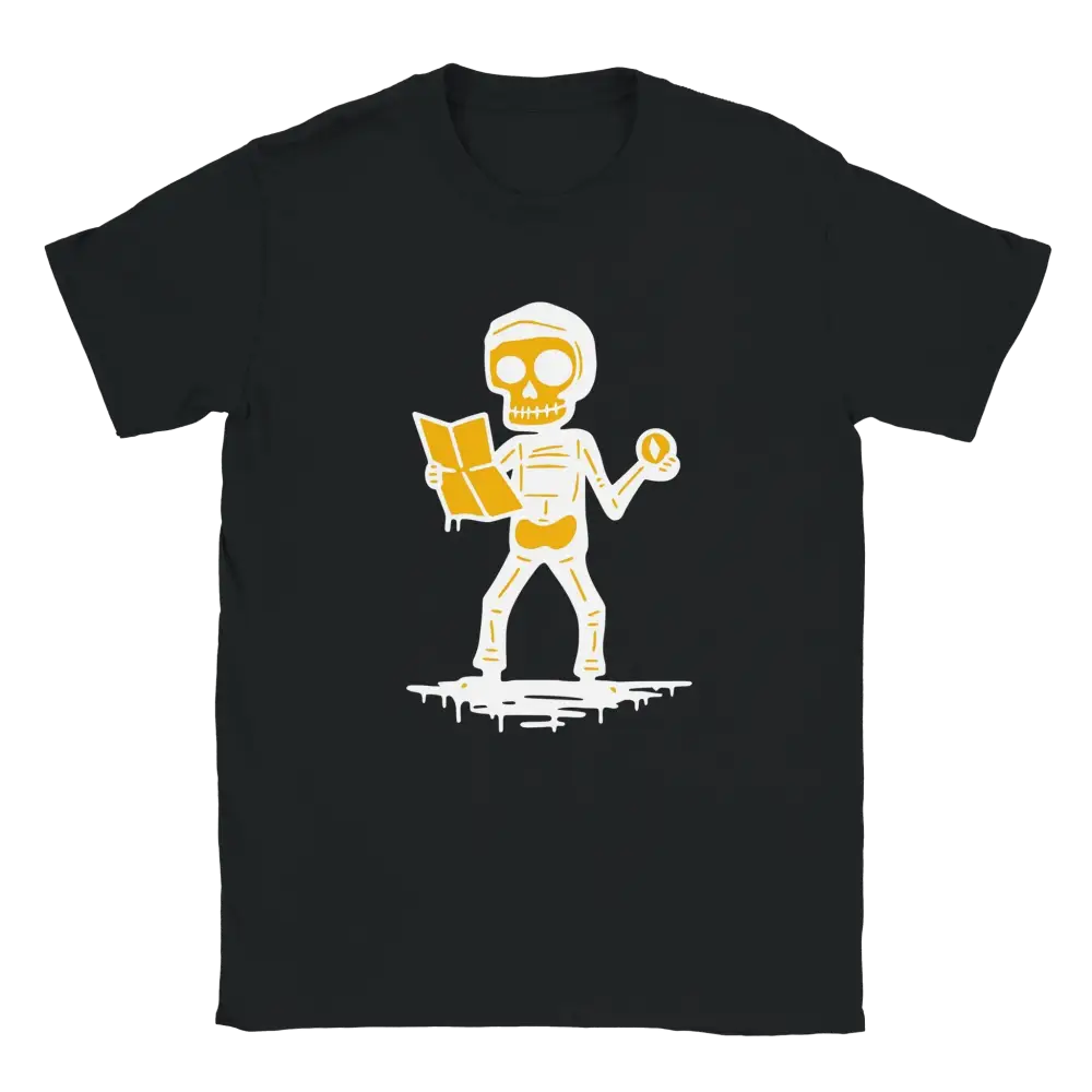 Musta crew-neck T-paita Suunnistaja - T-paita, jossa cartoon-skelton graafinen kuva