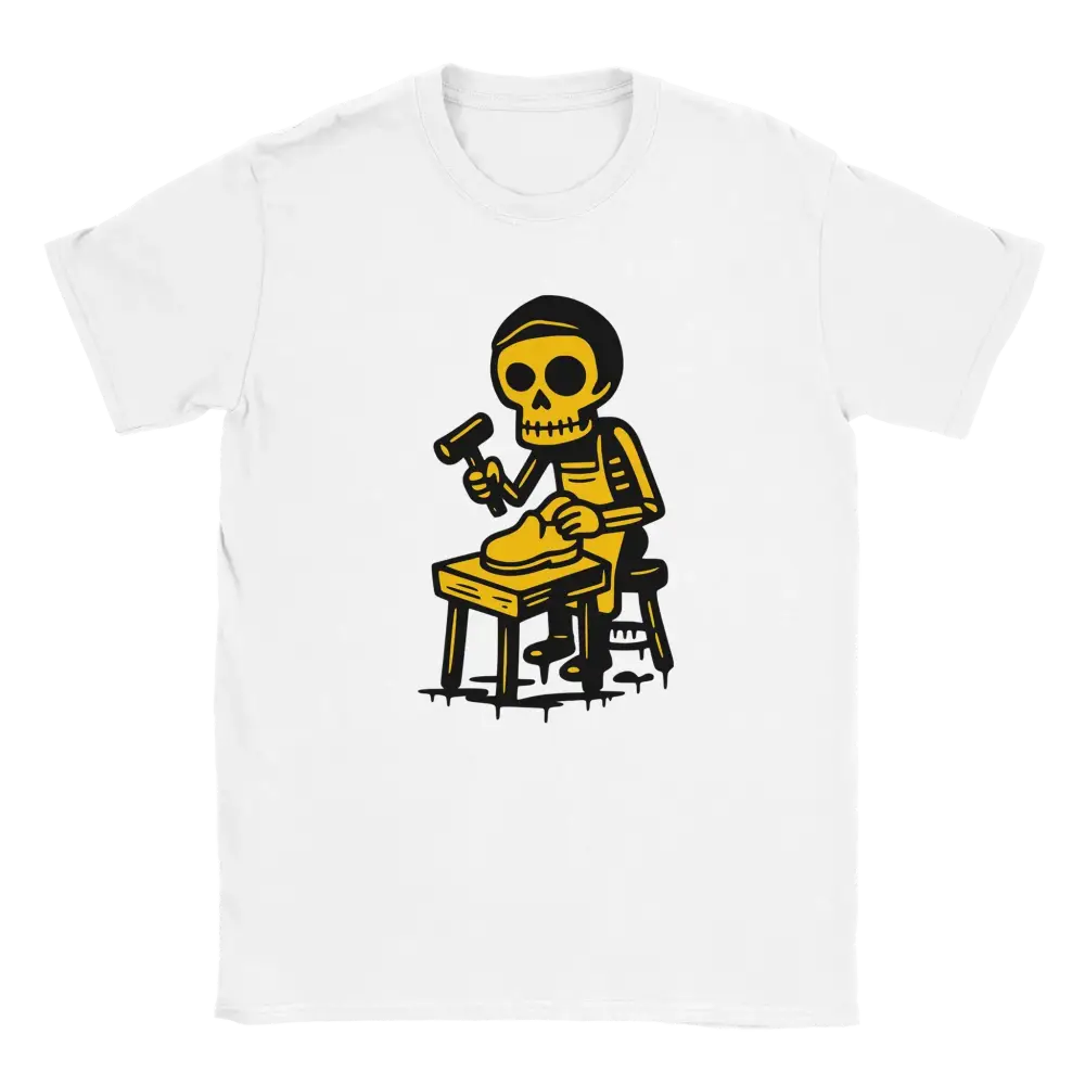 Valkoinen crew-neck T-paita Suutari - T-paita, cartoon-luunsilmä cobbler grafiikalla