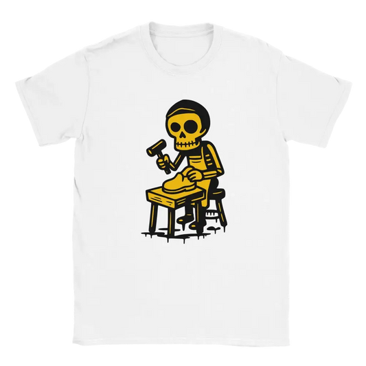 Valkoinen crew-neck T-paita Suutari - T-paita, cartoon-luunsilmä cobbler grafiikalla