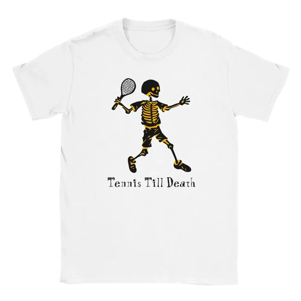 Valkoinen lyhythihainen t-paita Skeleton Tennis -grafiikalla Tennis Till Death - T-paita