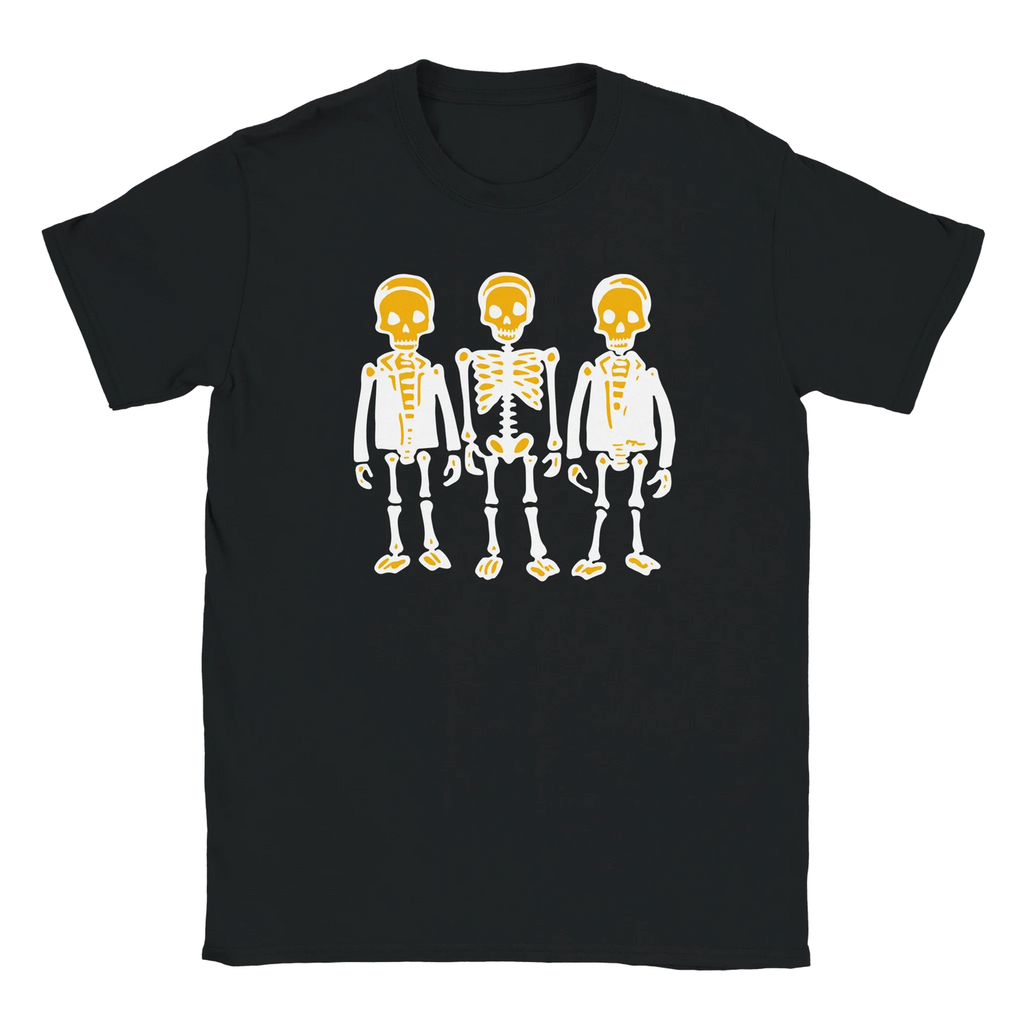 Musta crew-neck T-paita Skeletons Band -rintillä, muotokuvatuote