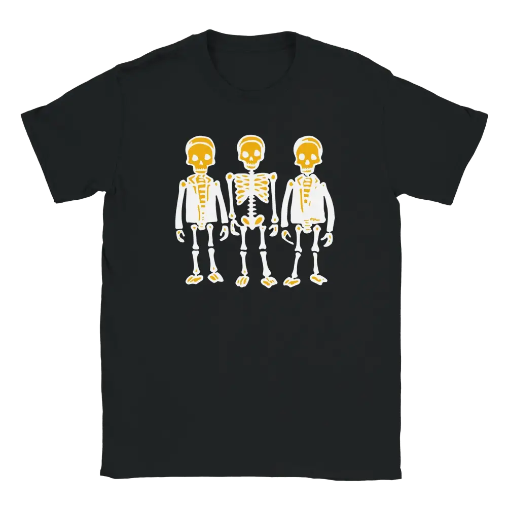 Musta crew-neck T-paita Skeletons Band -rintillä, muotokuvatuote