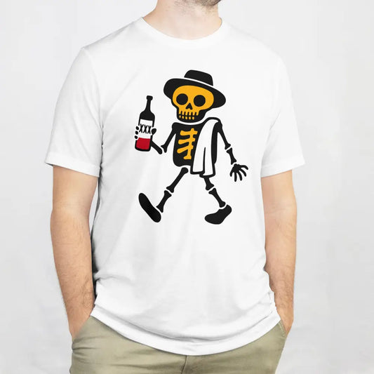 Valkoinen crew neck lyhythihainen T-paita Skeleton Graphic Viimeinen Löyly