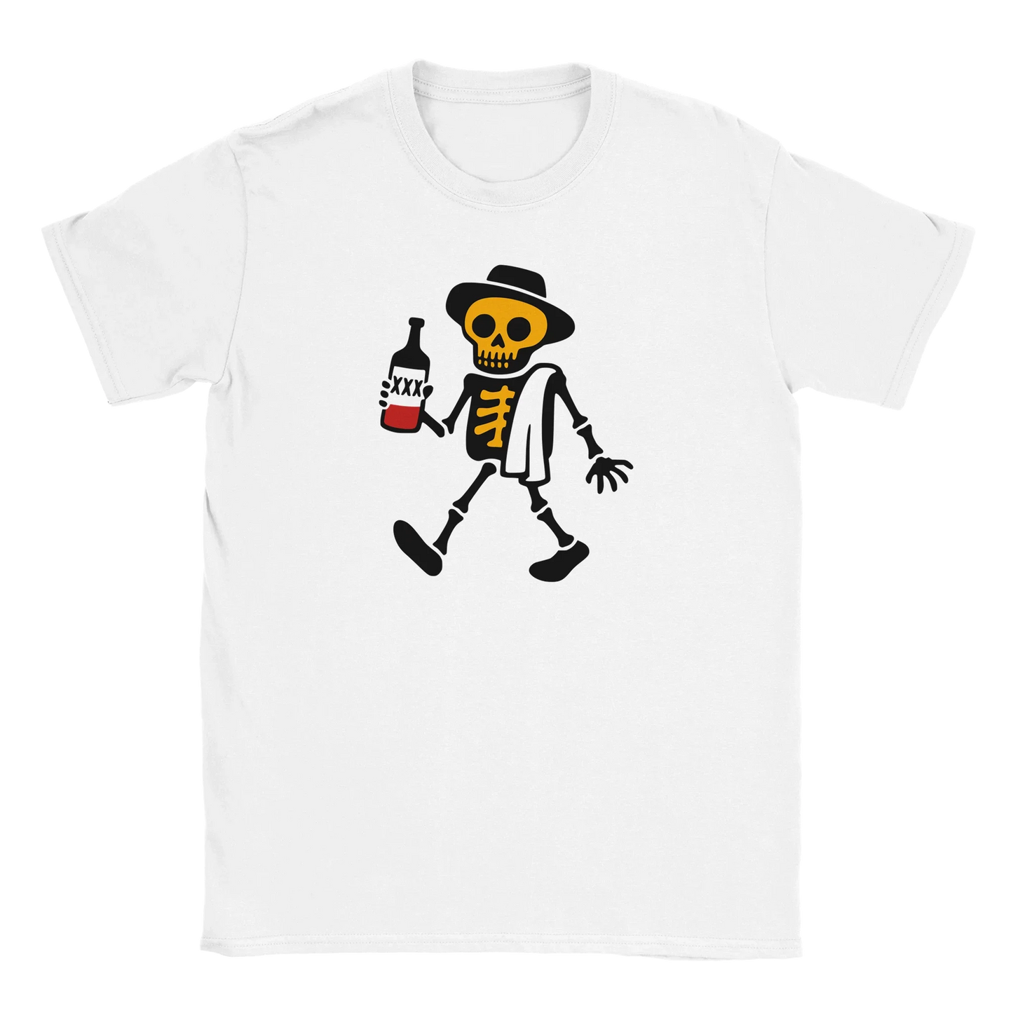 Valkoinen lyhythihainen crew neck T-paita Skeleton Graphic Viimeinen Löyly