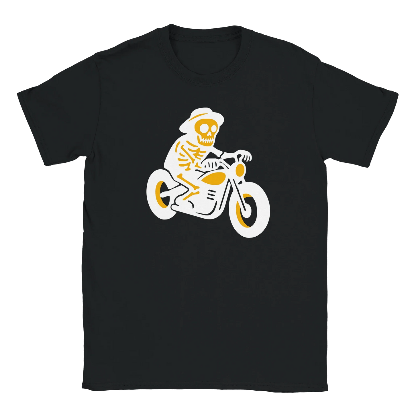 Mustat T-paita Skeleton Rider moottoripyörä grafiikalla Viimeinen Matka T-paita