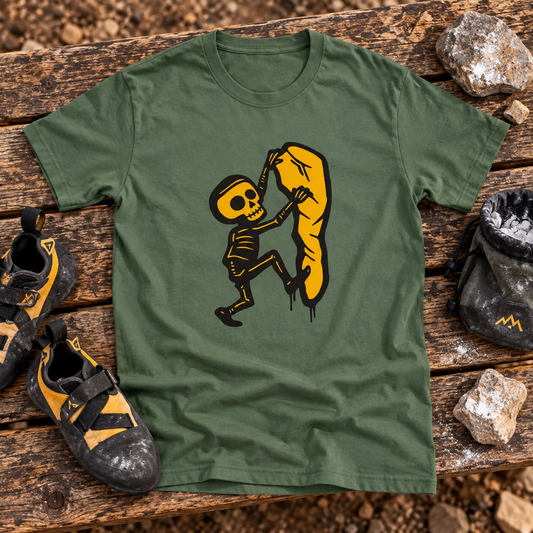 Themed flat-lay photograph of Boulder - T-paita with accessories related to its printed design.