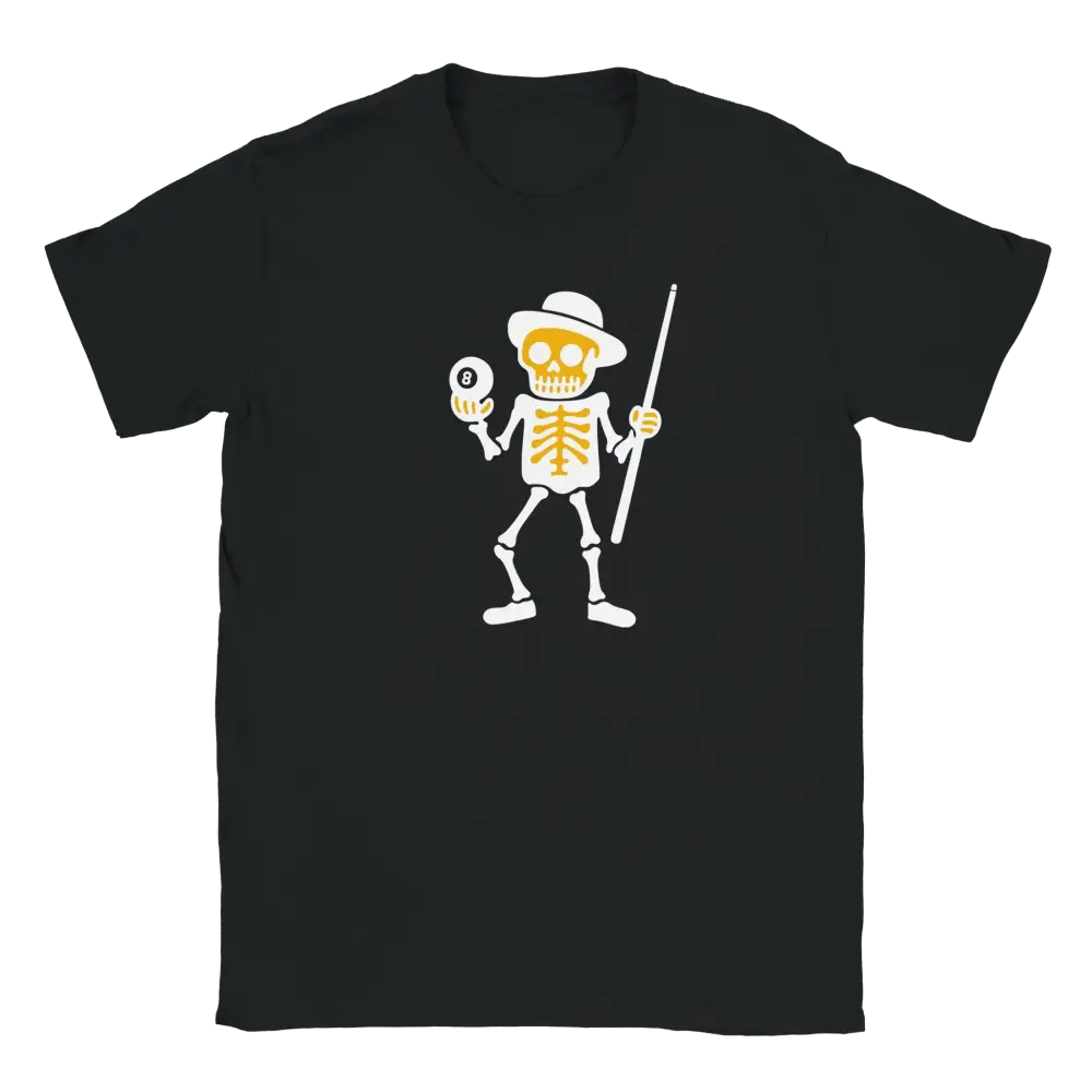 Musta T-paita Skeletoni 8-ball ja biljardikeppi, Elämän Kasipallo - T-paita