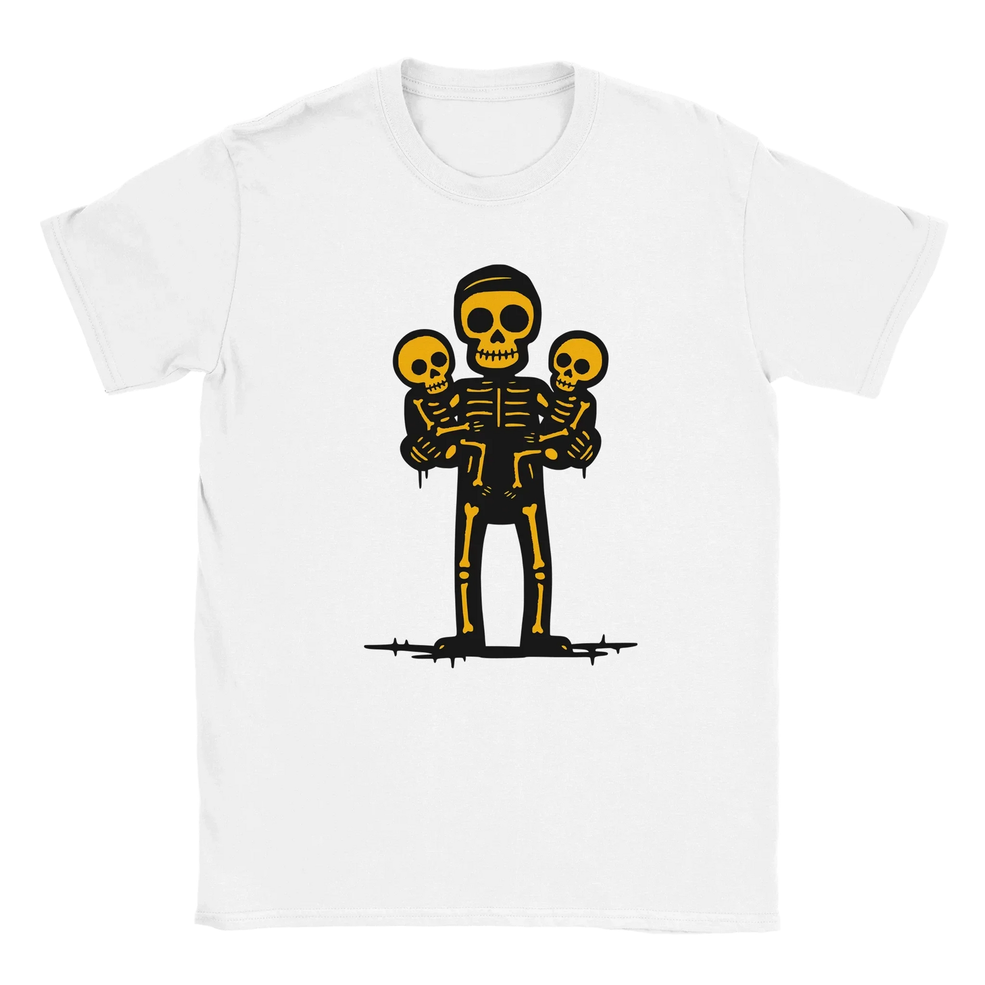 Valkoinen lyhythihainen crewneck T-paita Skeleton Graphic Faija T-paita