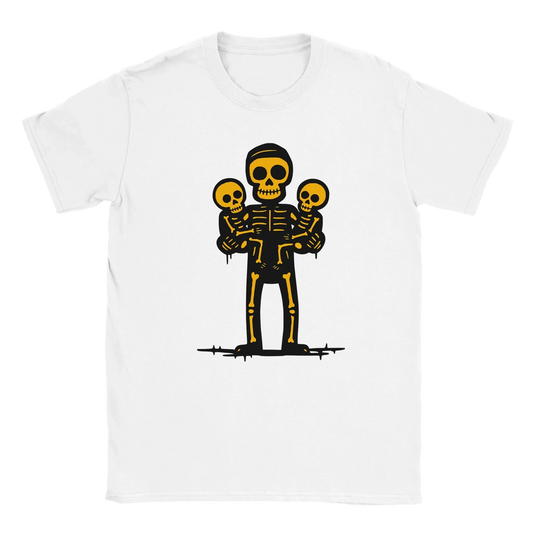 Valkoinen lyhythihainen crewneck T-paita Skeleton Graphic Faija T-paita