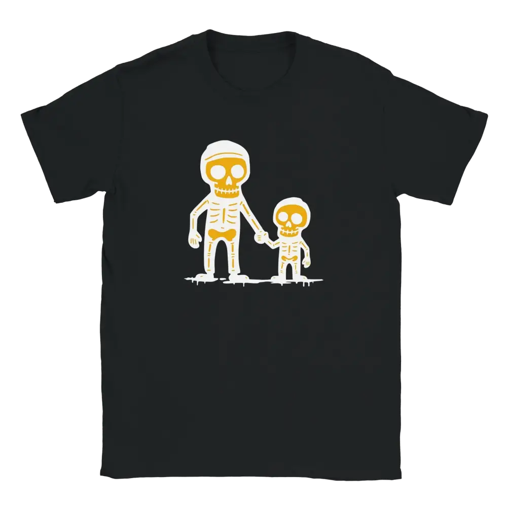 Mustapohjainen lyhythihainen T-paita Isä 2, kaksi sarjakarjainukkea käsi kädessä