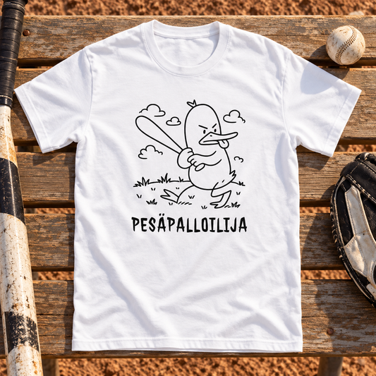 Themed flat-lay photograph of KentänKuningas - T-paita with accessories related to its printed design.