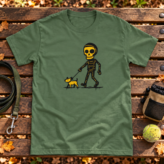 Themed flat-lay photograph of Koiranomistaja - T-paita with accessories related to its printed design.