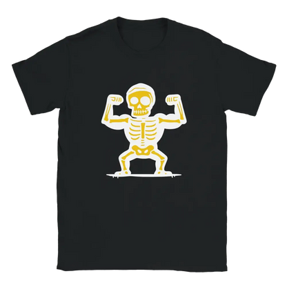 Musta crew-neck T-paita Maailman Vahvin - T-paita, flexaava luurankokuvio