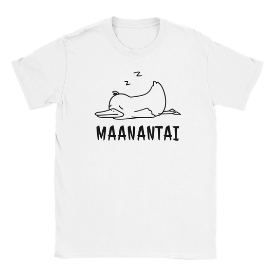 MaanantaiAnkka T-paita valkoinen t-paita uneksiva ankka-illustratiolla