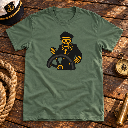 Themed flat-lay photograph of Merikapteeni - T-paita with accessories related to its printed design.