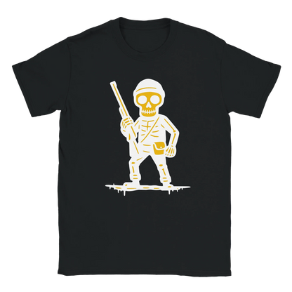 Metsästäjä T-paita musta crew-neck t-paita cartoon skeleton soldier grafiikalla