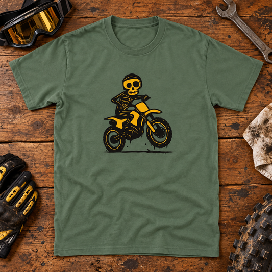 Themed flat-lay photograph of Motocross - T-paita with accessories related to its printed design.