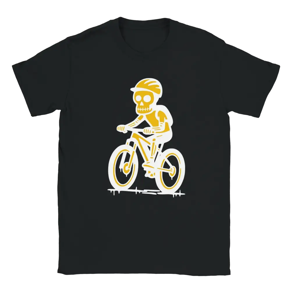 Musta lyhythihainen t-paita MTB T-paita, keltainen luuranko polkupyörällä