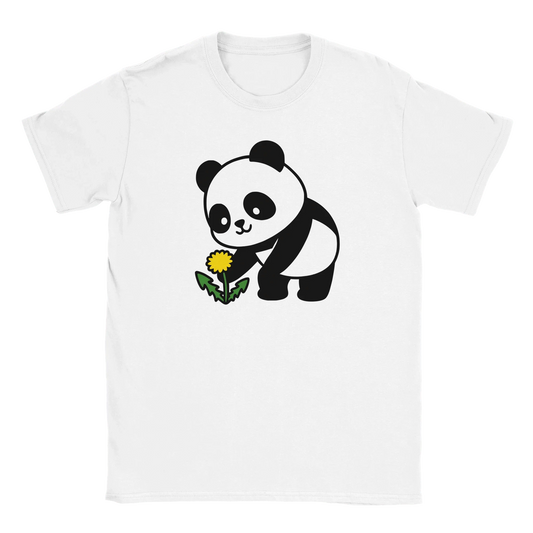 Valkoinen T-paita Panda ja Voikukka grafiikalla Panda ja Voikukka - T-paita