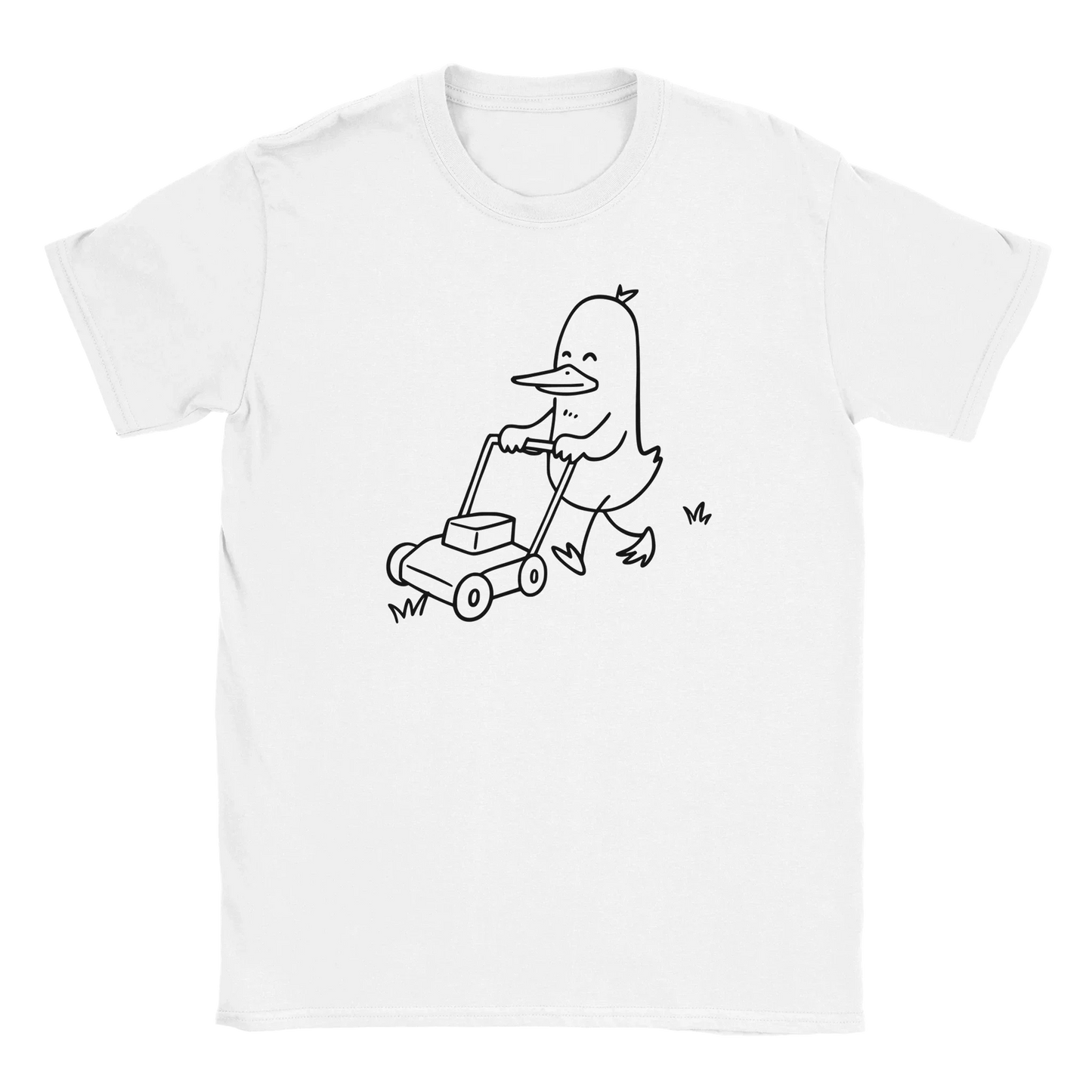 Pihan Valtias T-paita valkoinen crewneck t-paita cartoon-lintupush lawnmower
