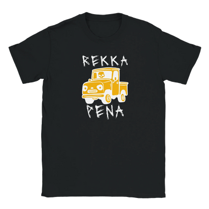 Musta lyhythihainen crewneck T-paita Rekka Pena - T-paita, keltainen piirrettu rekka