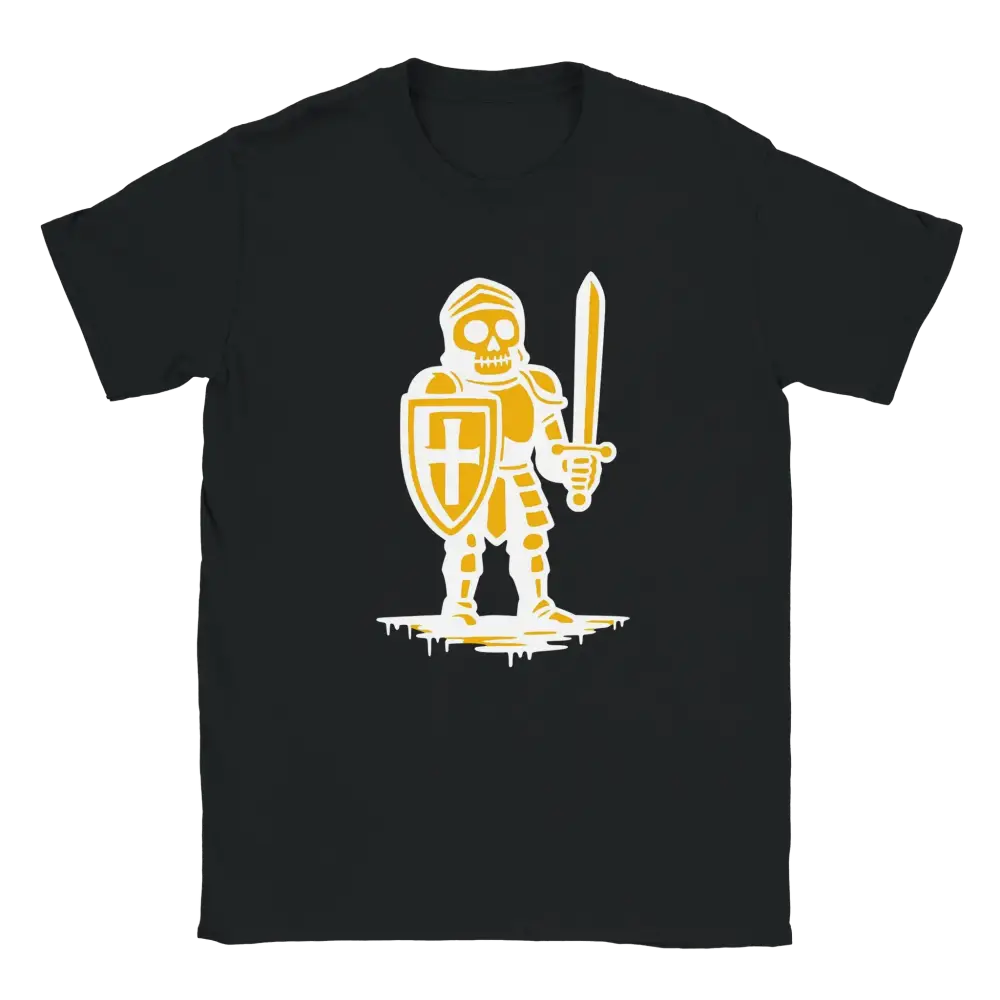 Mustavalkoinen Ritari T-paita keltainen luurankkisitomalli design