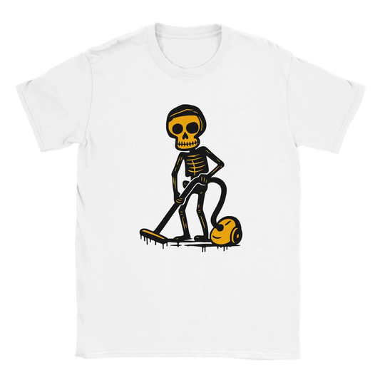 Siivooja T-paita valkoinen lyhythihainen crewneck t-paita luuranko imuroi grafiikalla