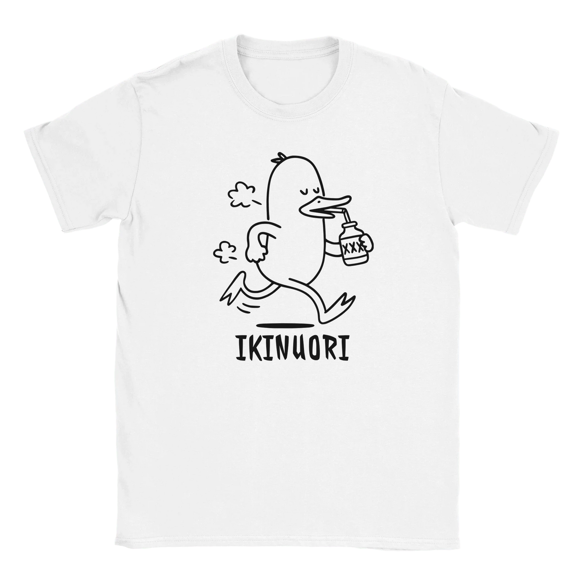 Valkoinen lyhythihainen crewneck T-paita lastenmuotokuva, jossa ankka printti
